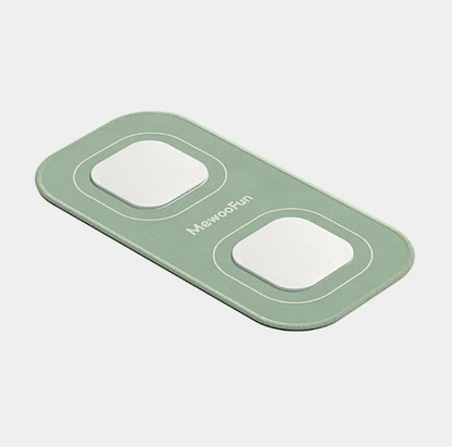 Light green pet communication button with two white squares; designed for engaging interaction with pets.